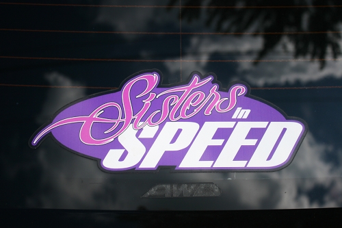 Sisters In Speed Sticker on tint